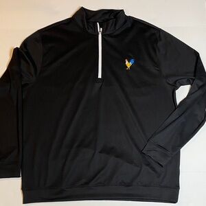 Waggle SZ 2XL 1/4 Zip Black Long Sleeve Golf Shirt Embroidered Rooster NWOT D36